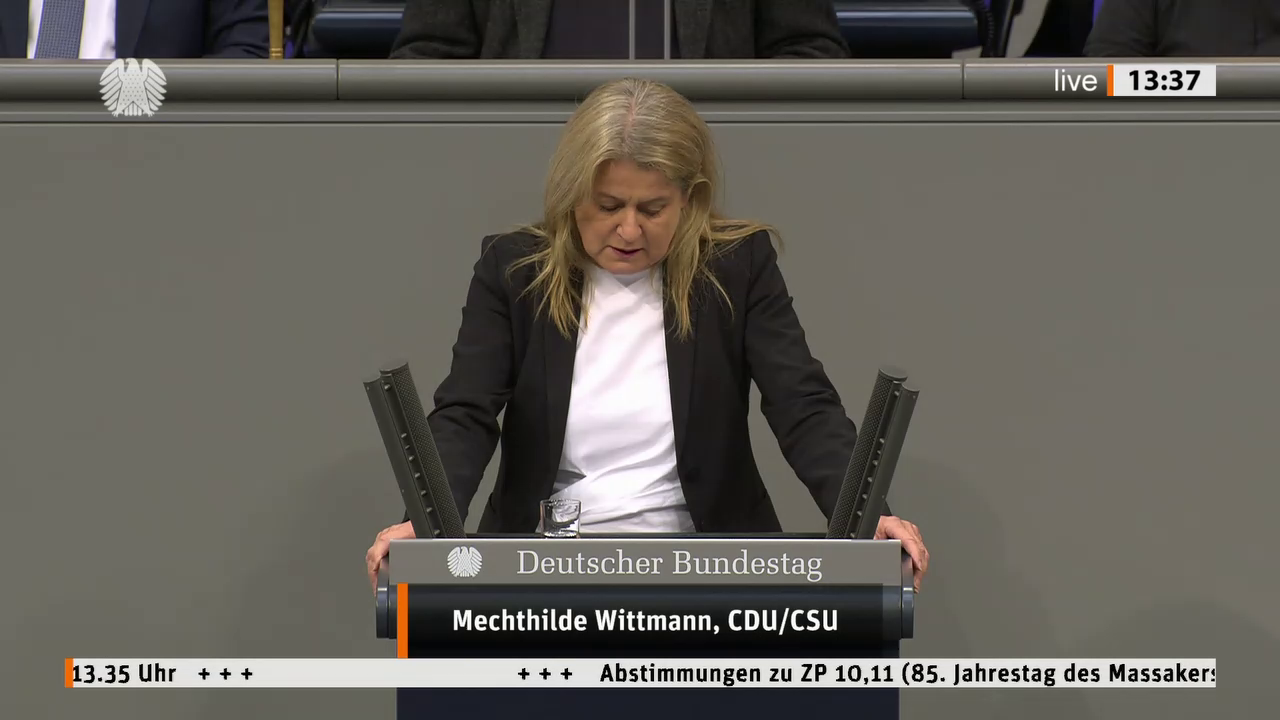 Mechthilde Wittmann bei einer Bundestagsrede · Standbild vom 2026-10-09