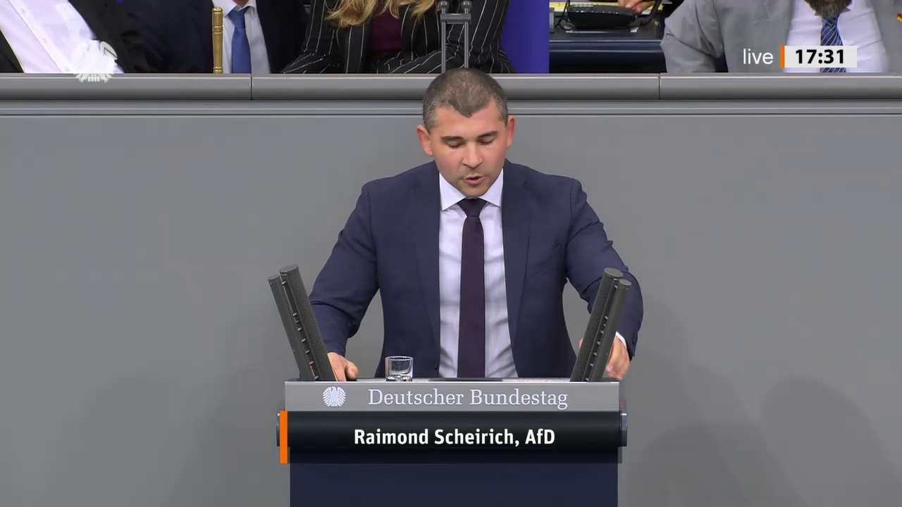 Raimond Scheirich bei einer Bundestagsrede · Standbild vom 2026-10-08